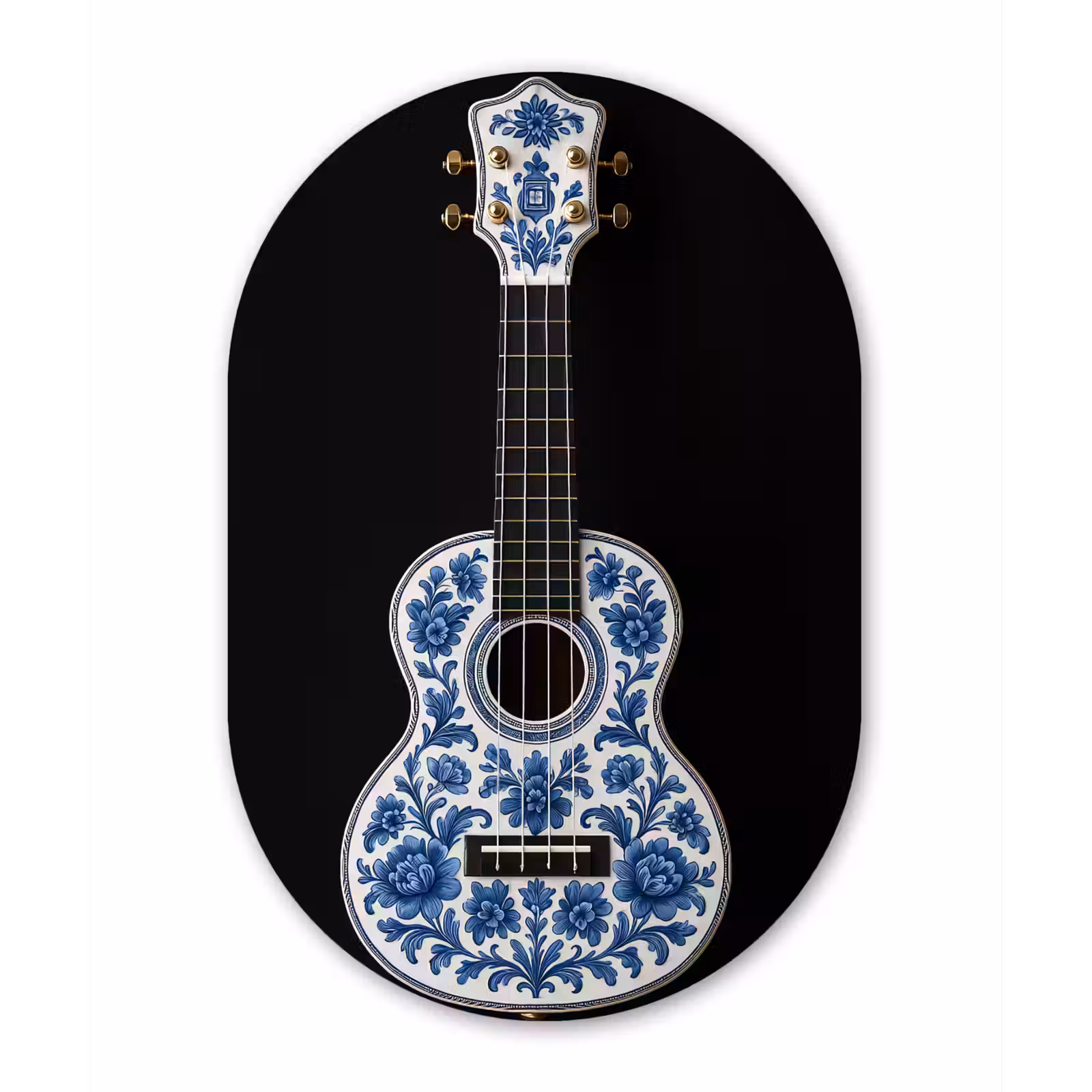 Muurovaal - aluminium - Ukelele - Delfts - Blauw - Muziek — 1