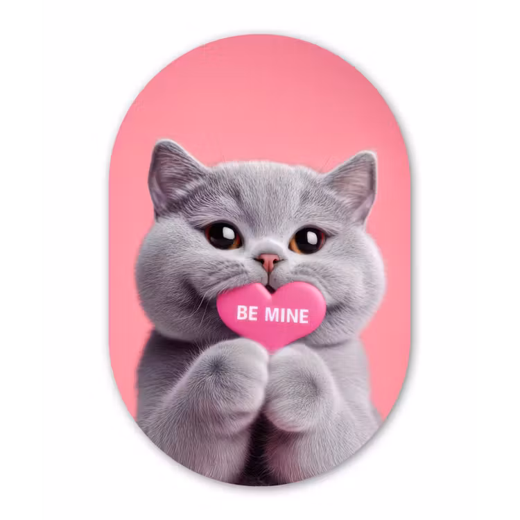 Muurovaal - aluminium - Kat - Valentijn - Roze - Liefde — 1