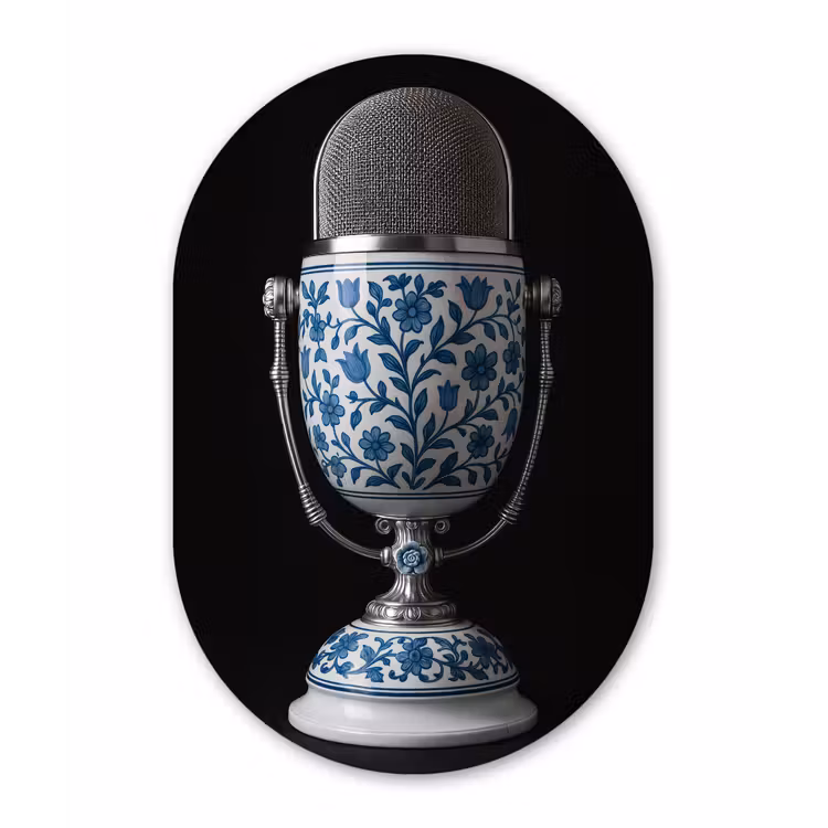 Muurovaal - aluminium - Microfoon - Delfts blauw - Muziek — 1