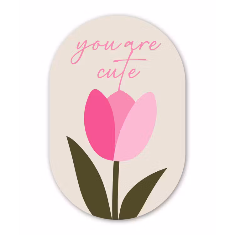 Muurovaal - aluminium - Tulp - Roze - Valentijn - Bloem — 1