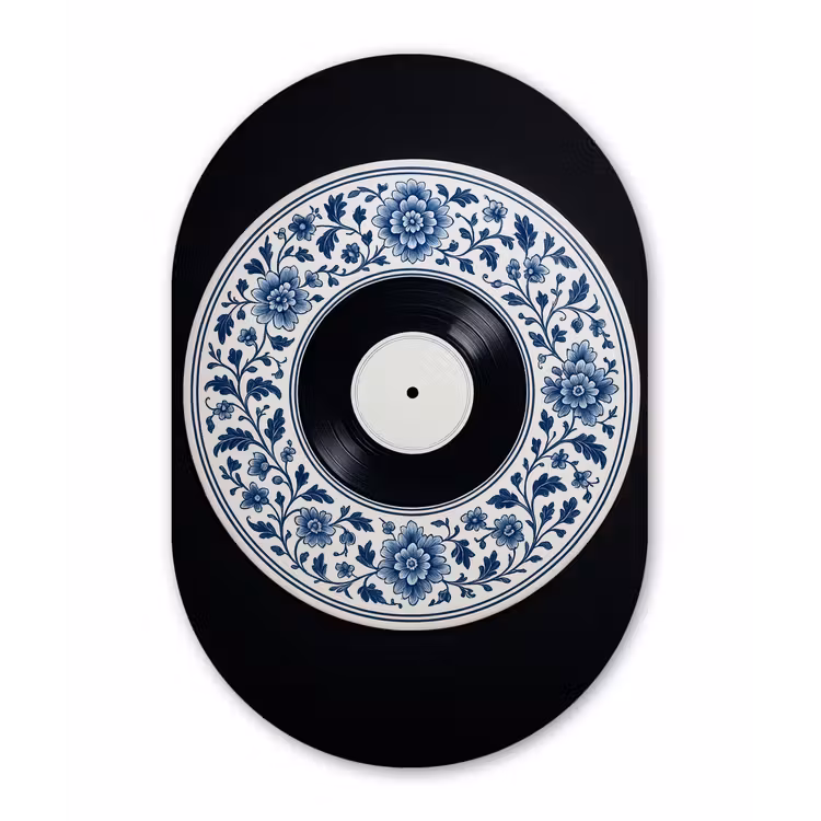 Muurovaal - aluminium - Vinyl - LP - Delfts Blauw - Muziek — 1