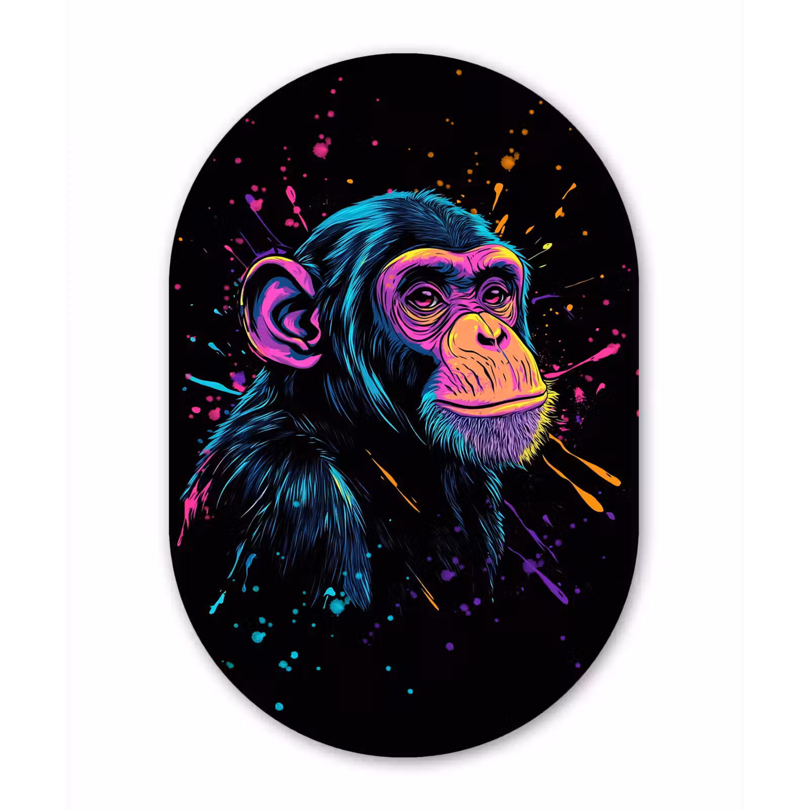 Muurovaal - aluminium - Aap - Verf - Neon - Kleur — 1