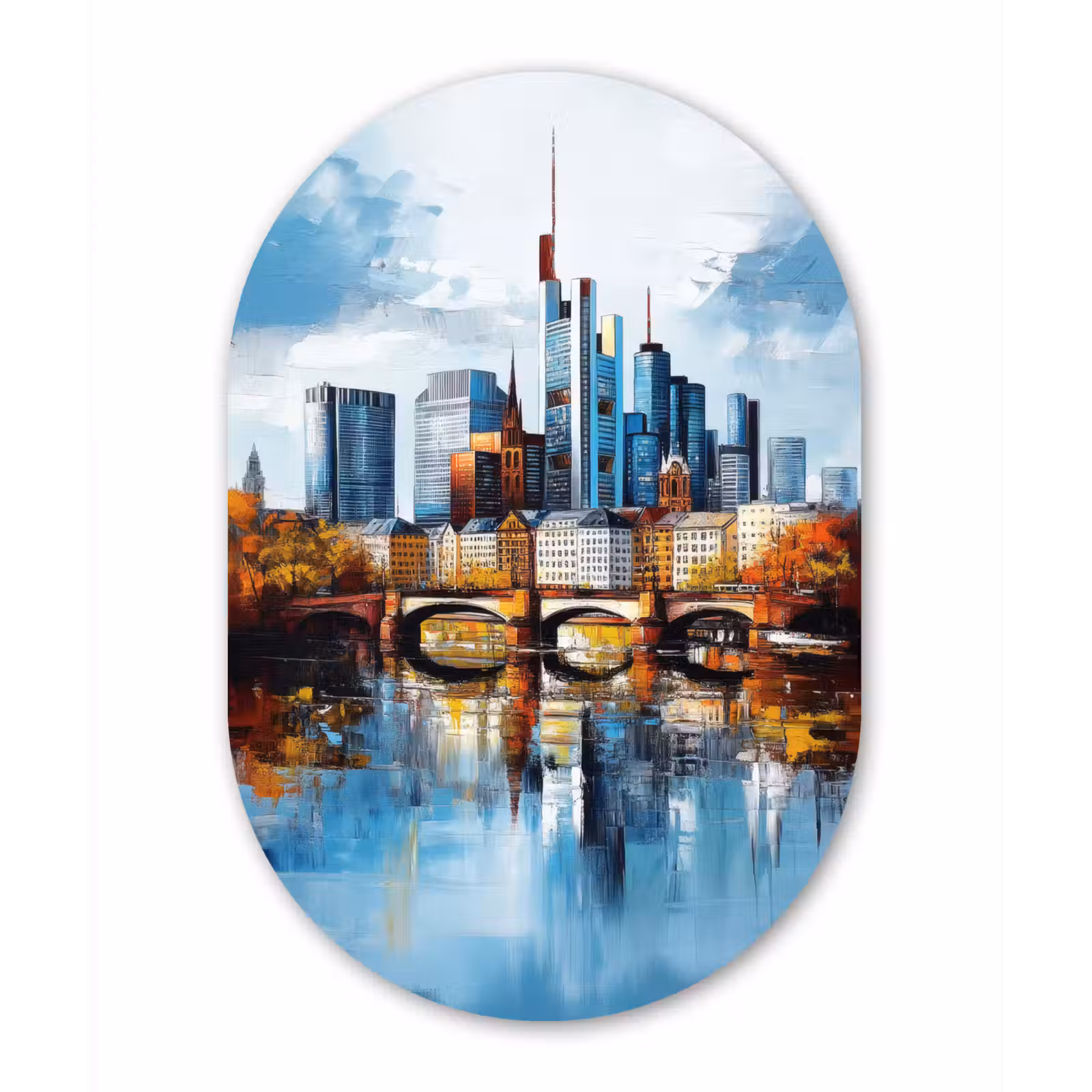 Muurovaal - aluminium - Bomen Frankfurt- Stad - Skyline - Brug — 1