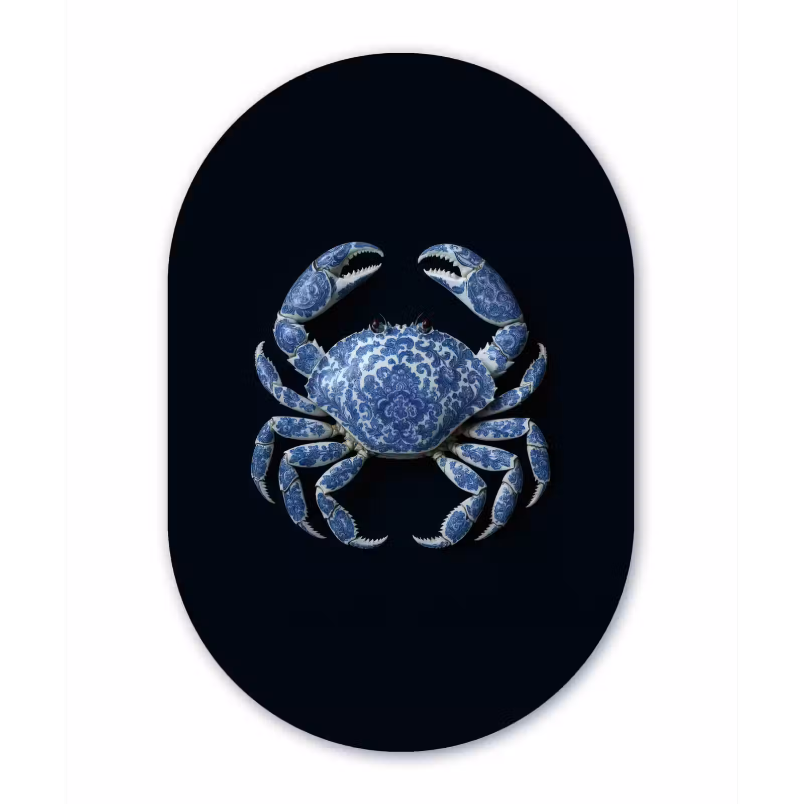 Muurovaal - aluminium - Krab - Delfts blauw - Dieren — 1
