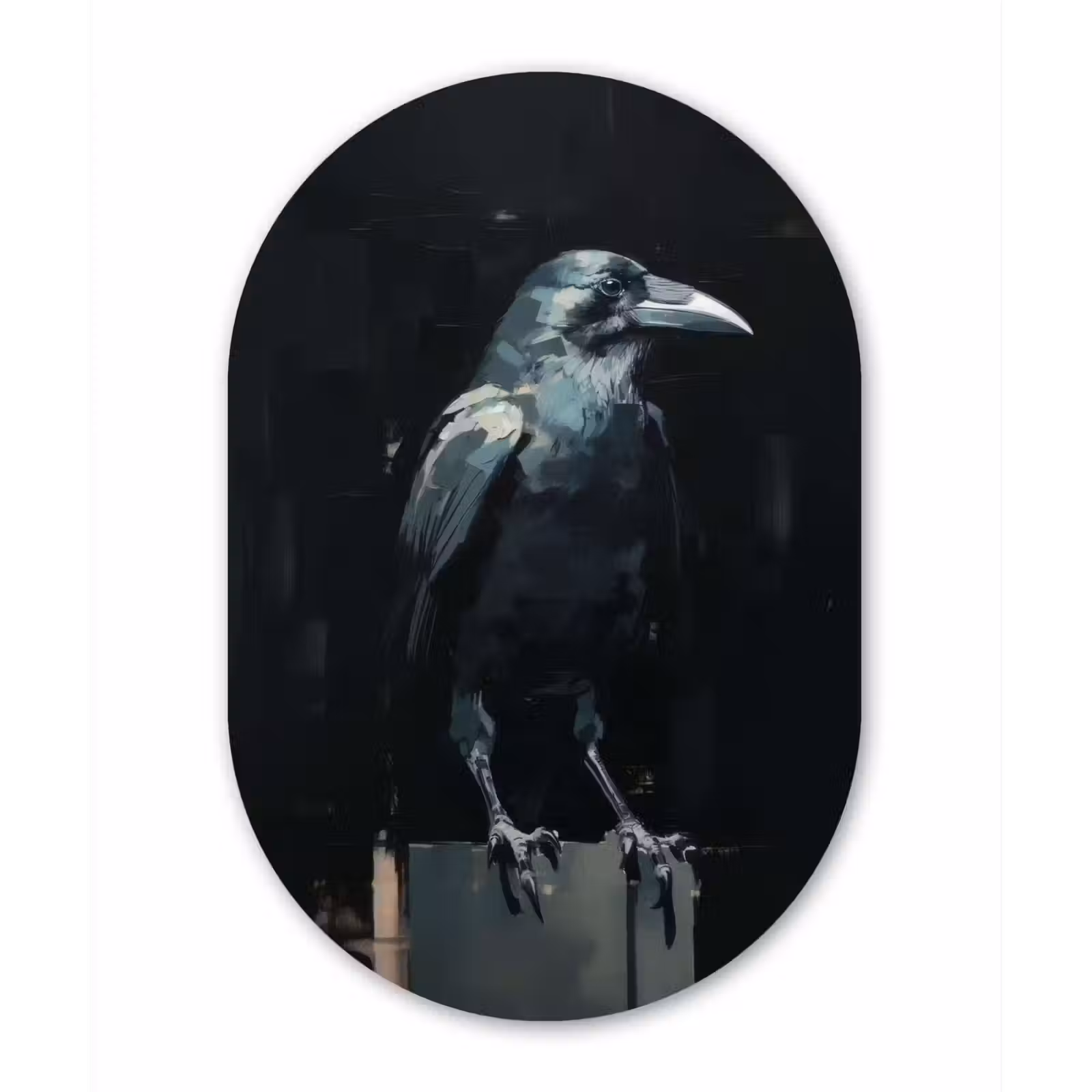 Muurovaal - aluminium - Raaf - Vogels - Zwart — 1
