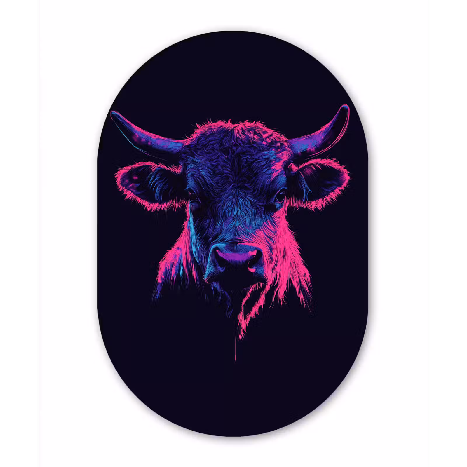Muurovaal - aluminium - Stier - Neon - Zwart - Kleur — 1