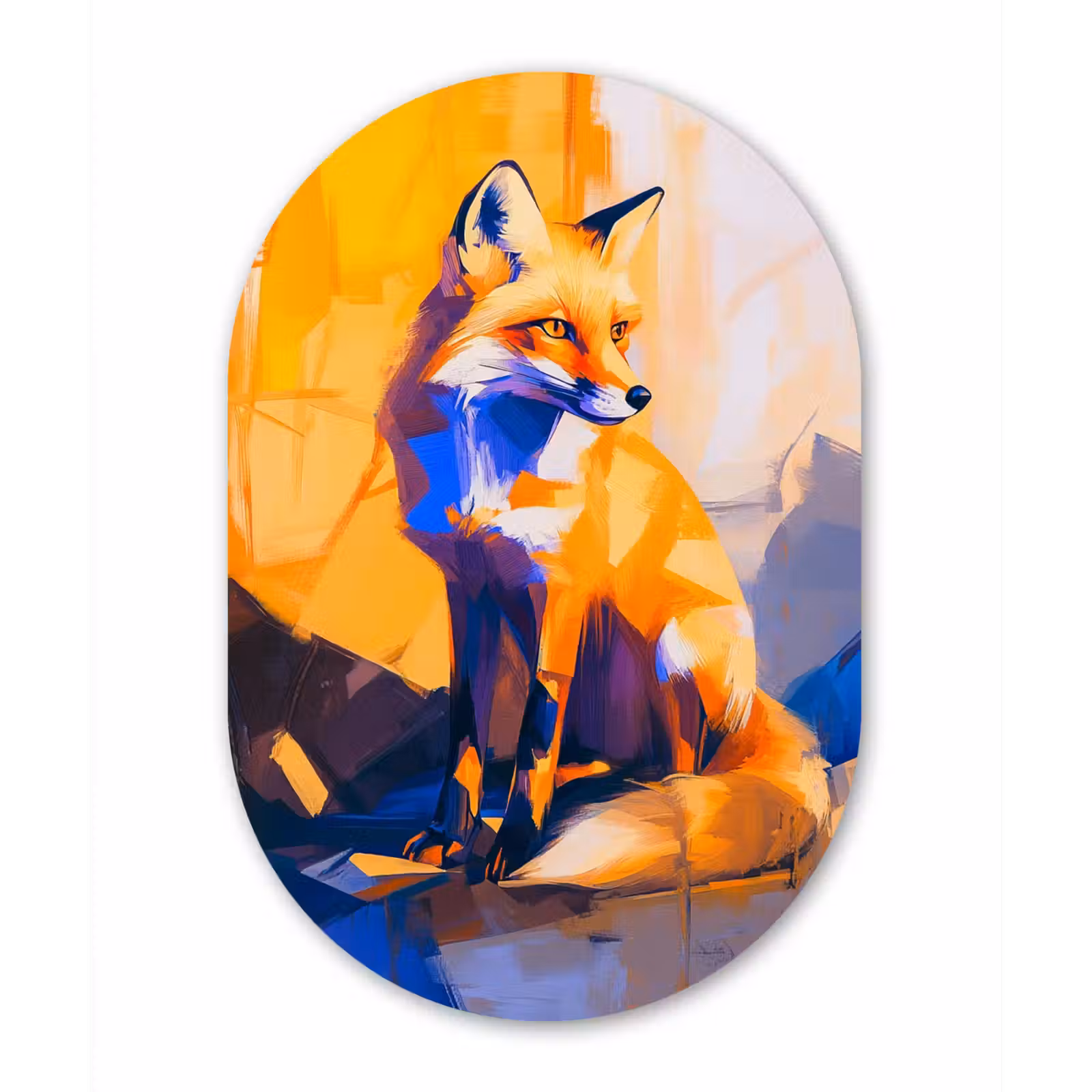 Muurovaal - aluminium - Vos - Oranje - Vormen - Abstract — 1