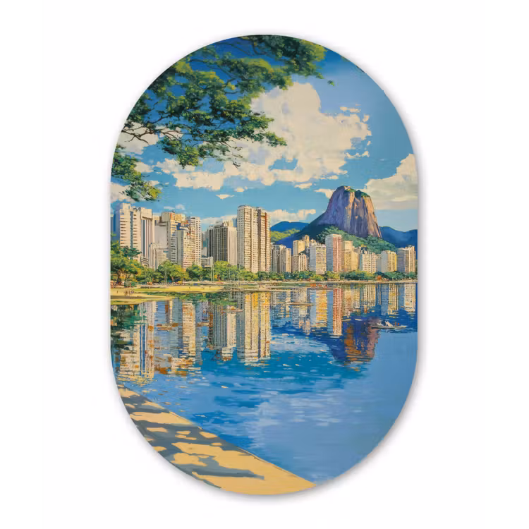 Muurovaal - aluminium - Berg - Skyline - Strand - Water — 1