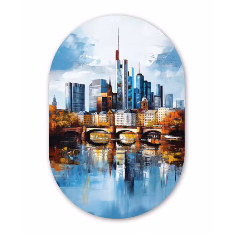 Muurovaal - aluminium - Bomen Frankfurt- Stad - Skyline - Brug — 1