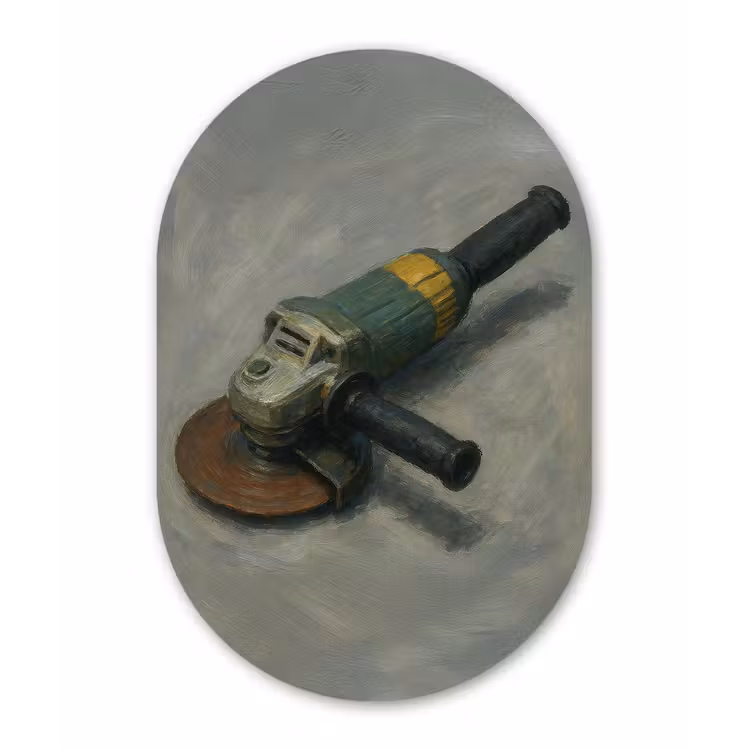 Muurovaal - aluminium - Haakse slijper - Schilderij - Gereedschap — 1
