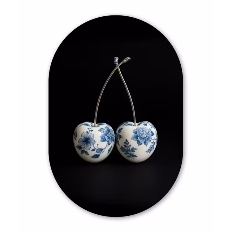 Muurovaal - aluminium - Kersen - Delfts blauw - Fruit — 1