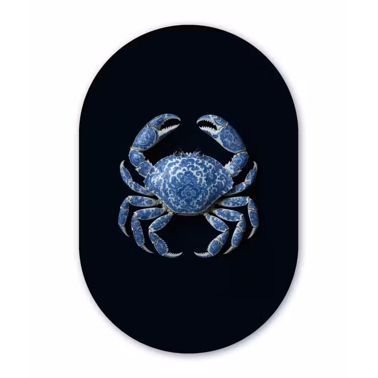 Muurovaal - aluminium - Krab - Delfts blauw - Dieren — 1