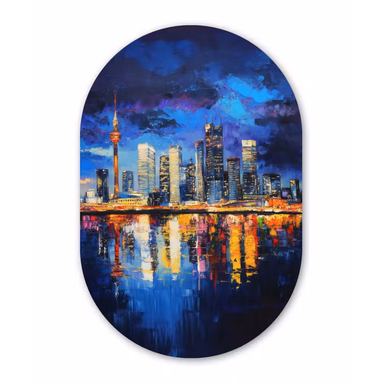 Muurovaal - aluminium - Skyline Toronto - Modern - Stadslicht - Blauw — 1