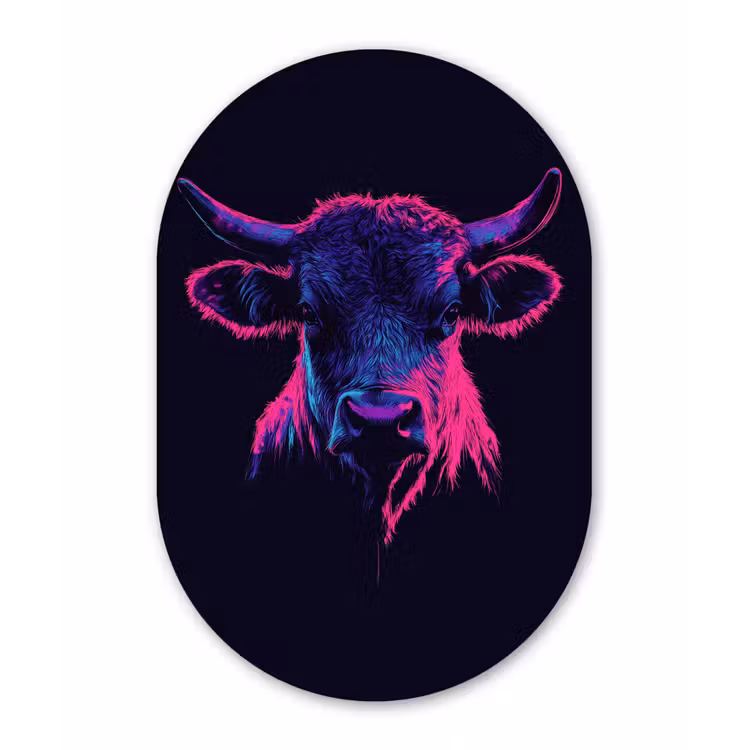 Muurovaal - aluminium - Stier - Neon - Zwart - Kleur — 1