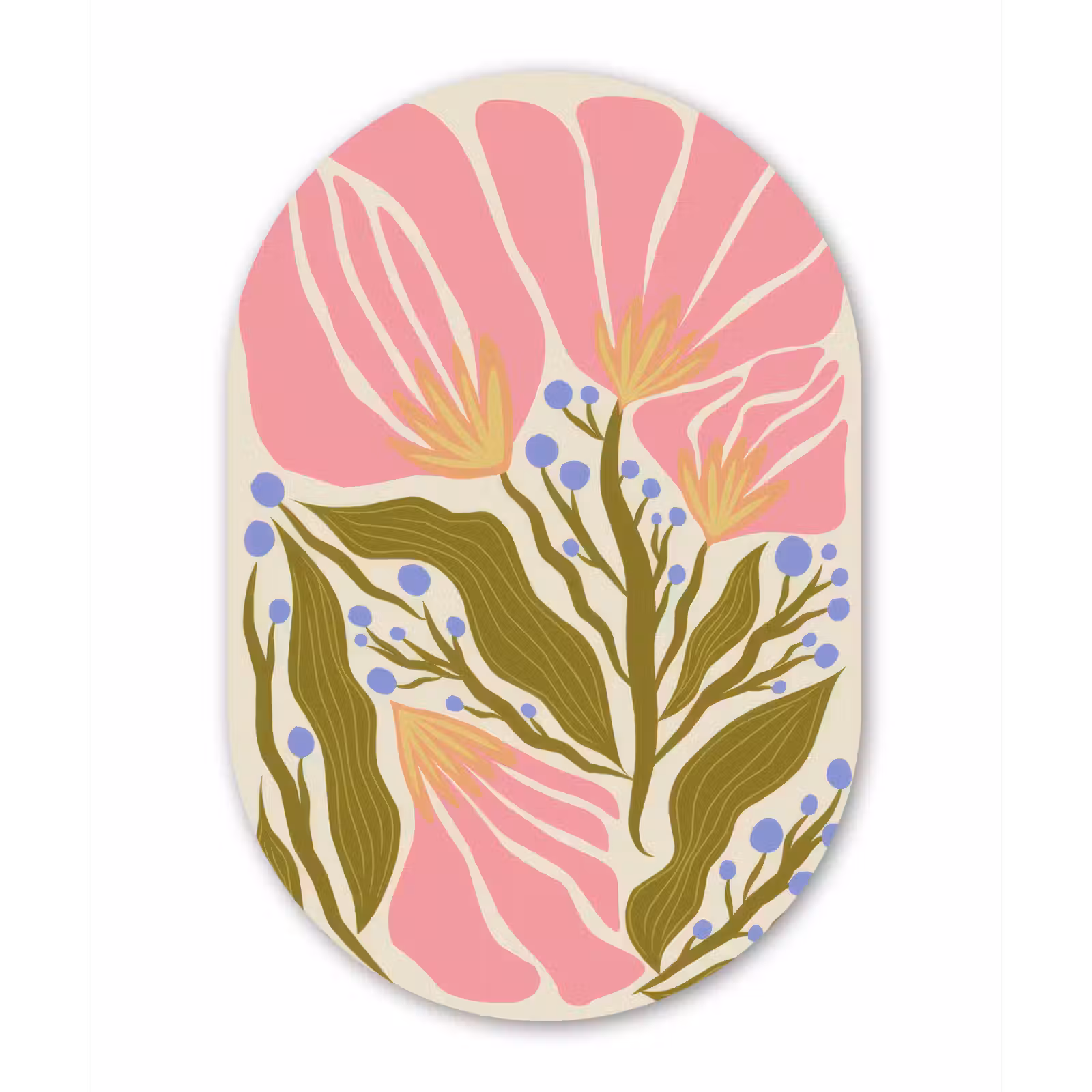 Muurovaal - aluminium - Bloemen - Bladeren - Abstract - Roze — 1