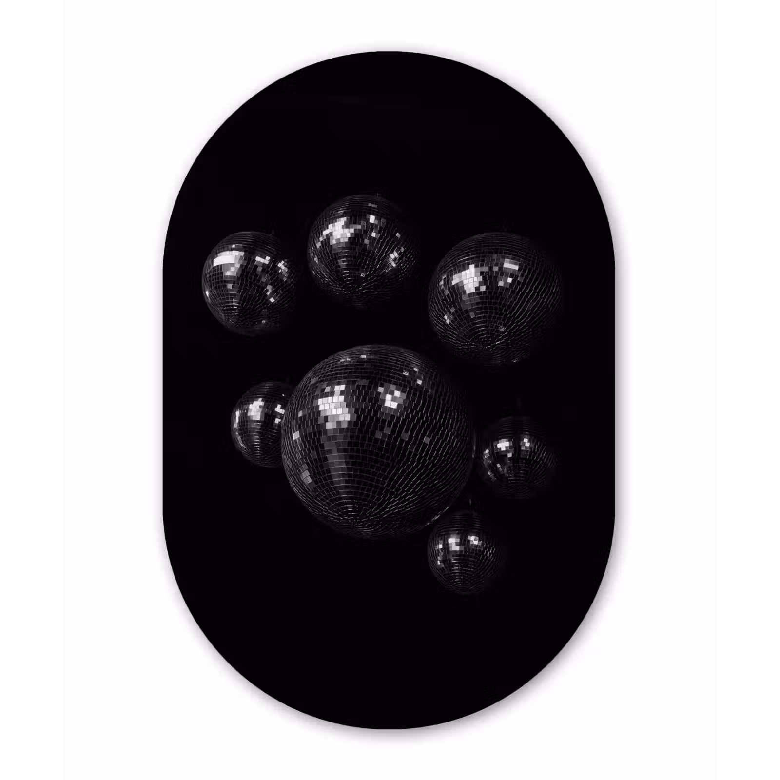 Muurovaal - aluminium - Discoballen - Minimalistisch - Zwart — 1