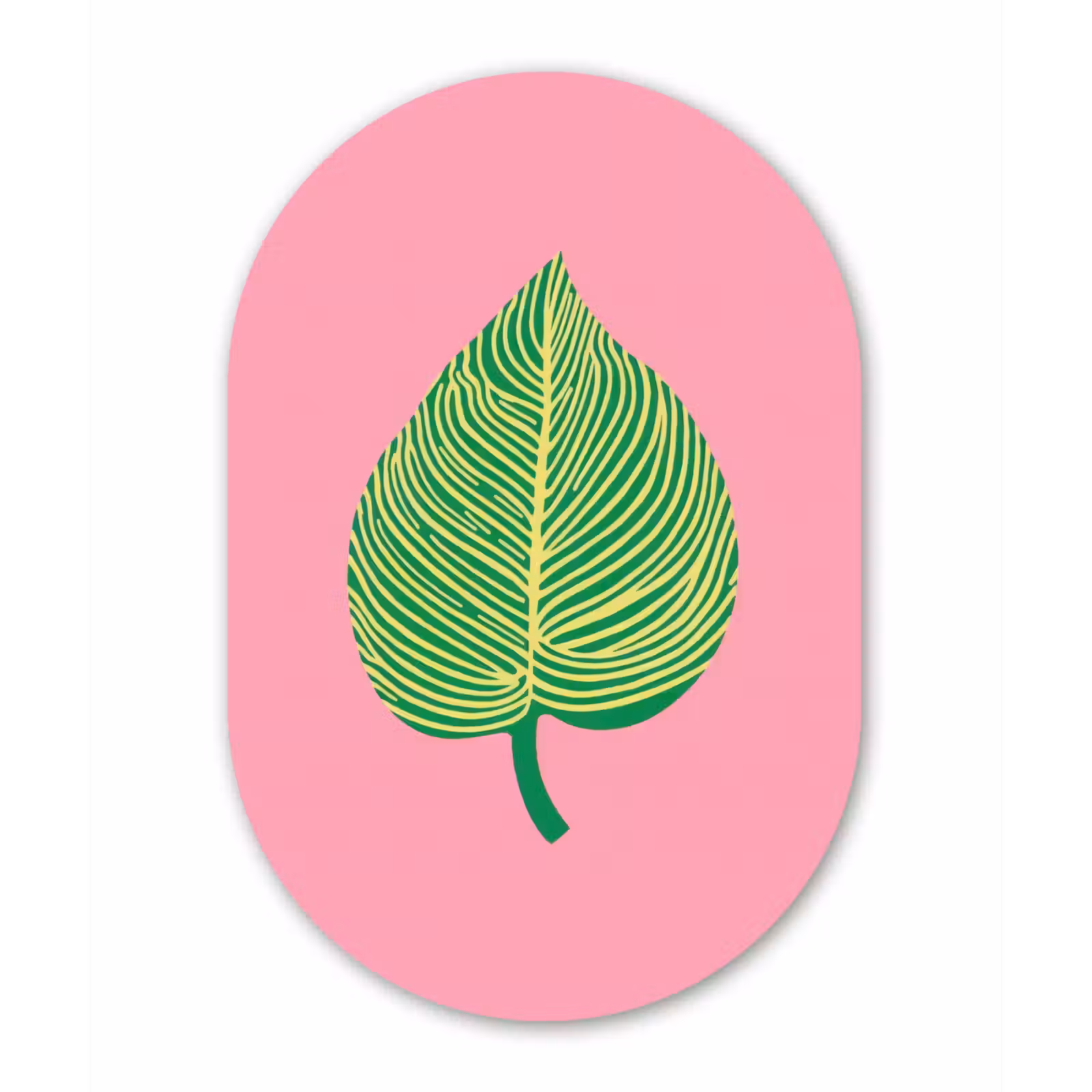 Muurovaal - aluminium - Illustratie - Blad - Minimalistisch - Groen — 1
