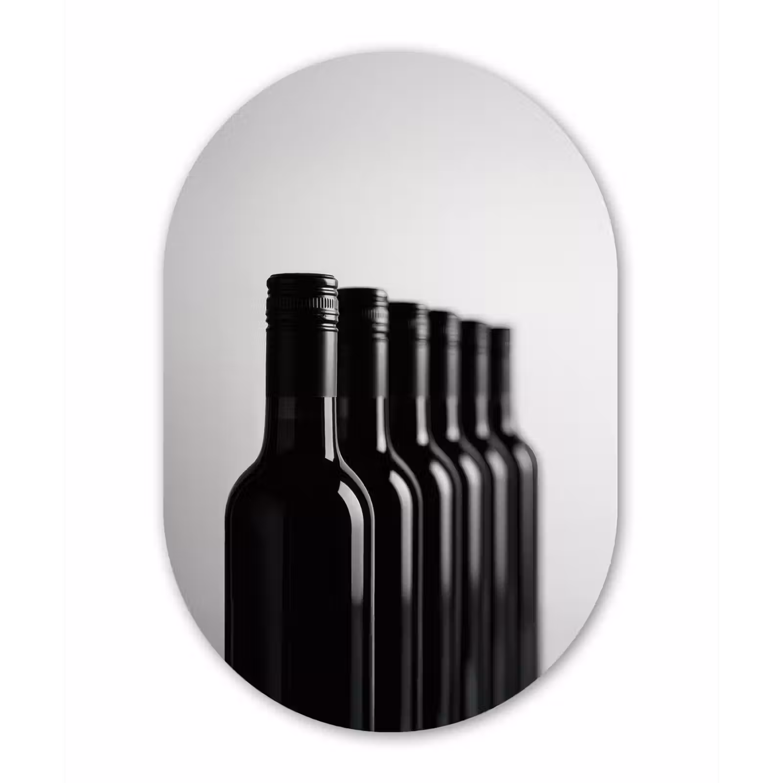 Muurovaal - aluminium - Wijnflessen - Zwart - Minimalistisch — 1