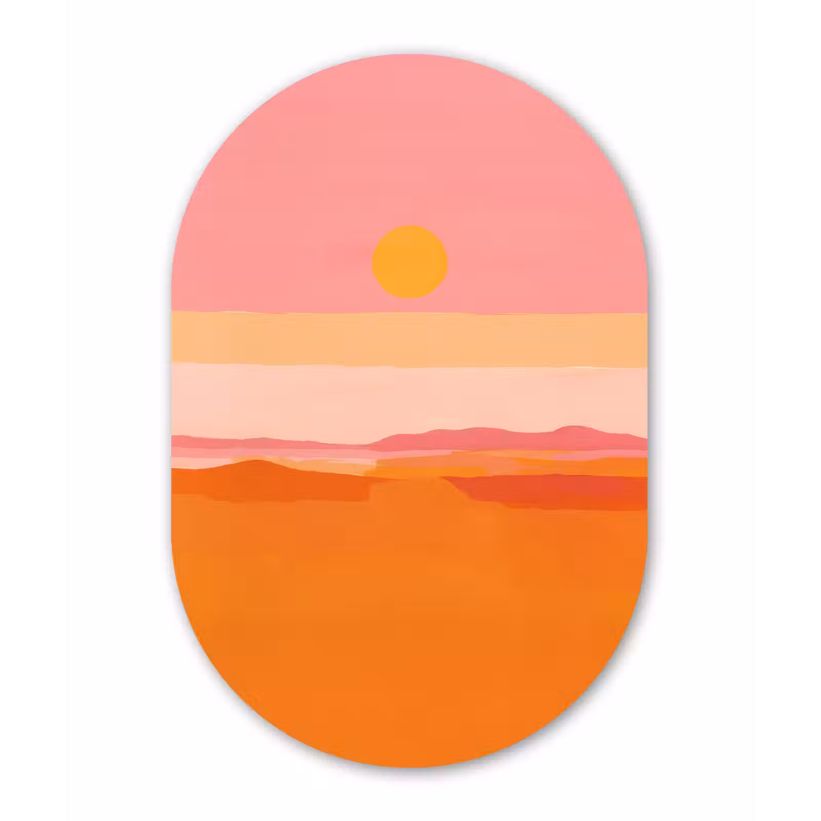 Muurovaal - aluminium - Zon - Abstract - Landschap - Oranje — 1