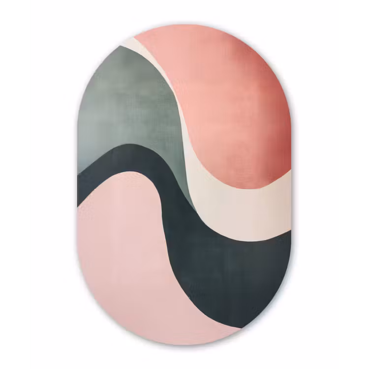 Muurovaal - aluminium - Abstract - Golven - Sierlijk - Roze — 1