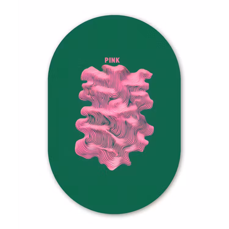 Muurovaal - aluminium - Abstract - Pink - Lijnen - Groen — 1