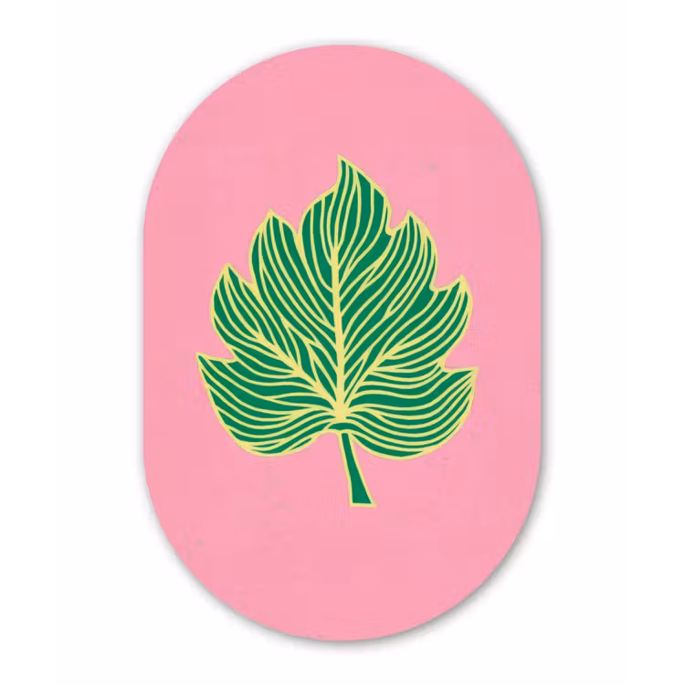 Muurovaal - aluminium - Blad - Groen - Illustratie - Minimalistisch — 1