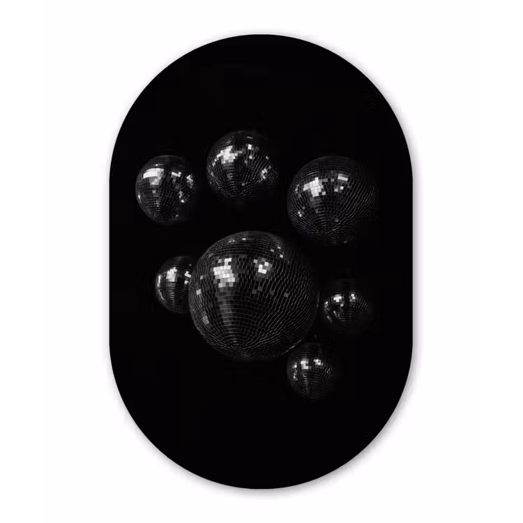 Muurovaal - aluminium - Discoballen - Minimalistisch - Zwart — 1
