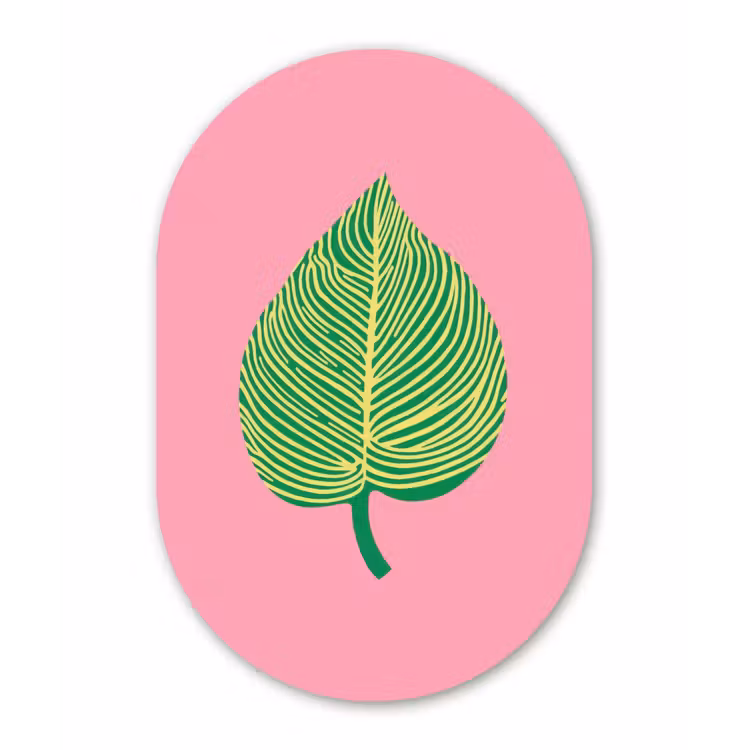 Muurovaal - aluminium - Illustratie - Blad - Minimalistisch - Groen — 1