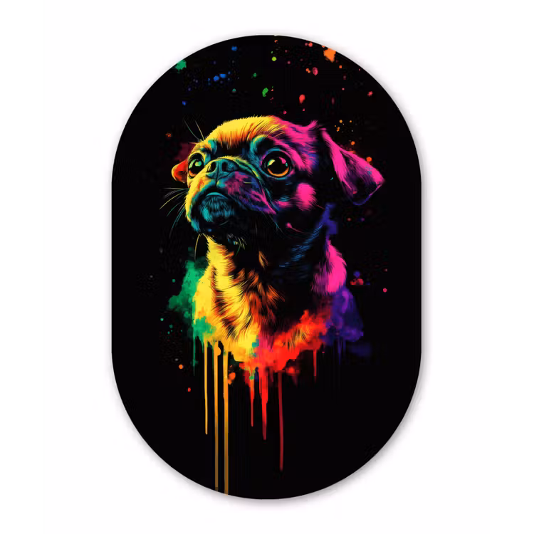 Muurovaal - aluminium - Puck - Hond - Verf - Kleuren — 1