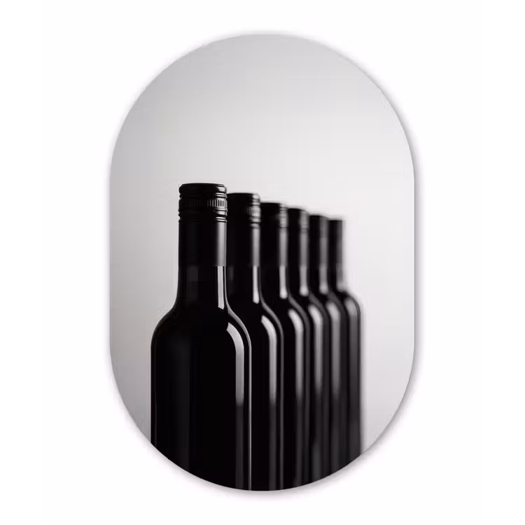 Muurovaal - aluminium - Wijnflessen - Zwart - Minimalistisch — 1
