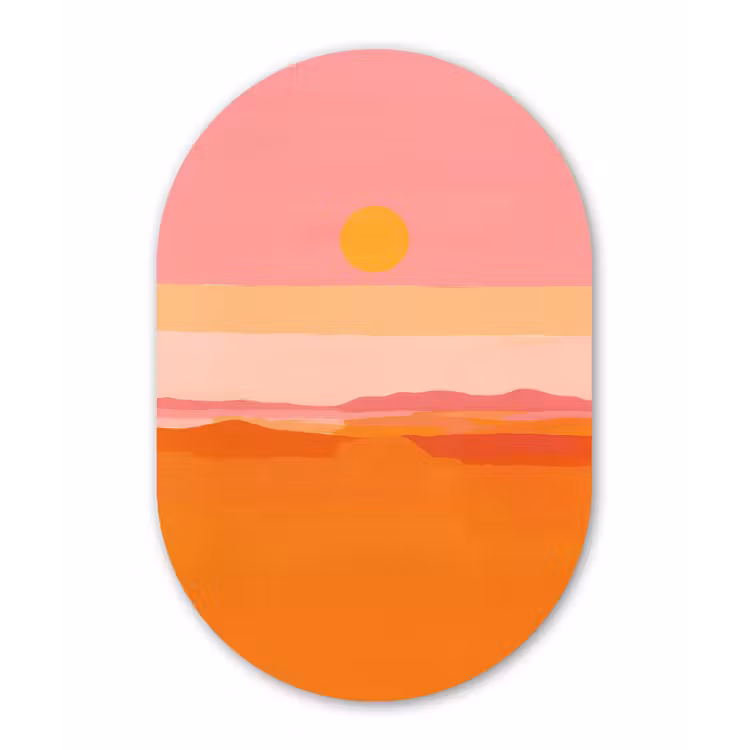 Muurovaal - aluminium - Zon - Abstract - Landschap - Oranje — 1