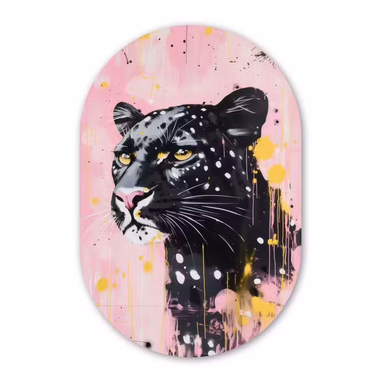 Muurovaal - aluminium - Zwart - Panter - Roze - Abstract — 1