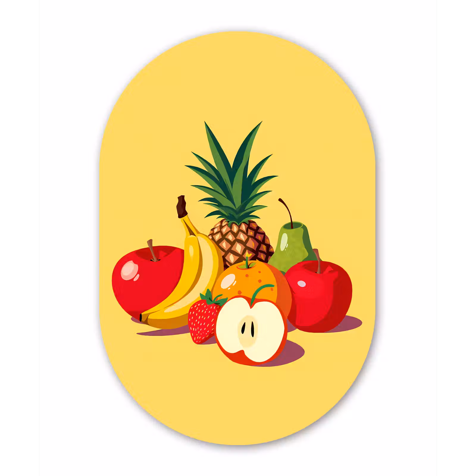 Muurovaal - aluminium - Fruit - Illustratie - Kleurrijk — 1