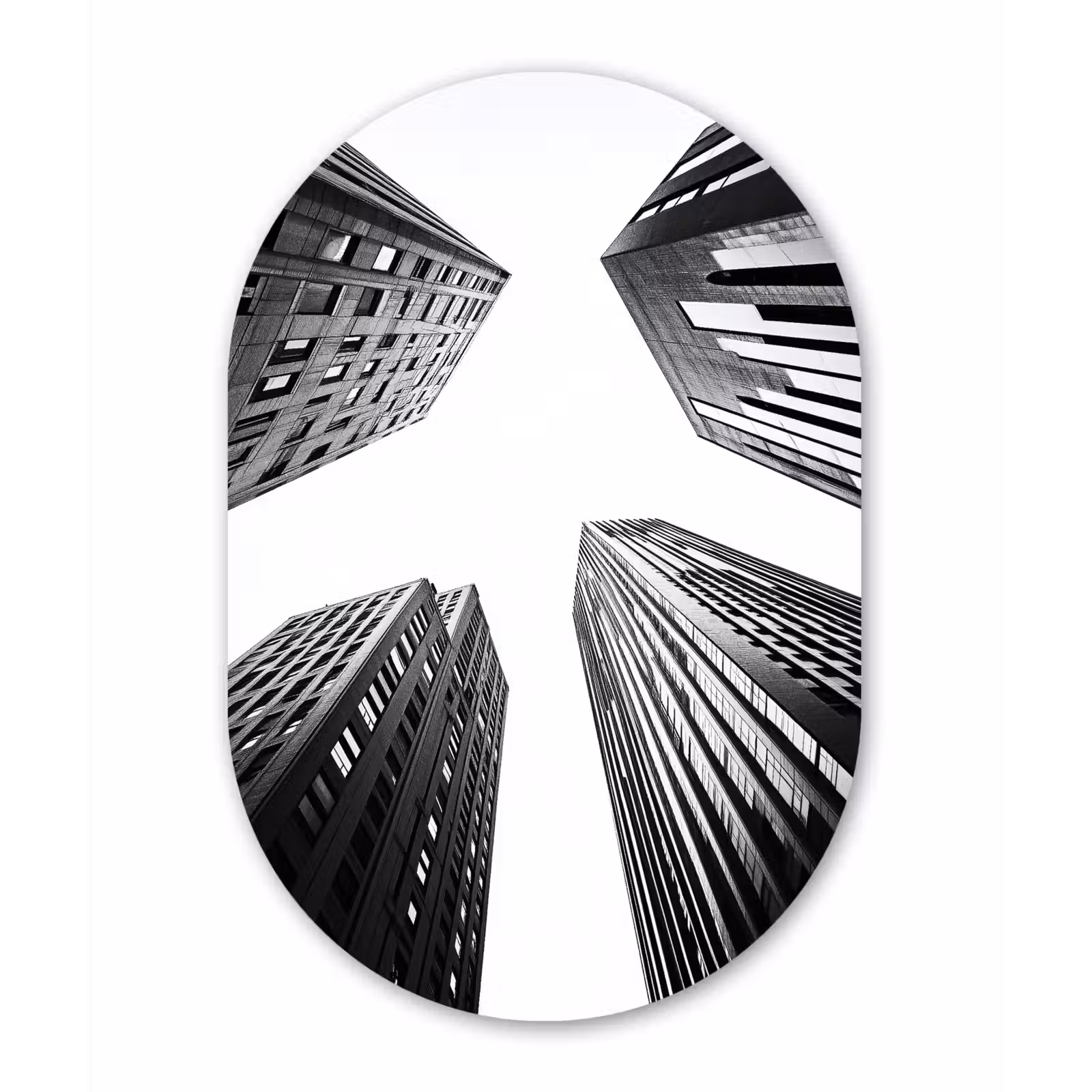 Ovale mural - aluminium - Gebouwen - Lucht - Zwart — 1