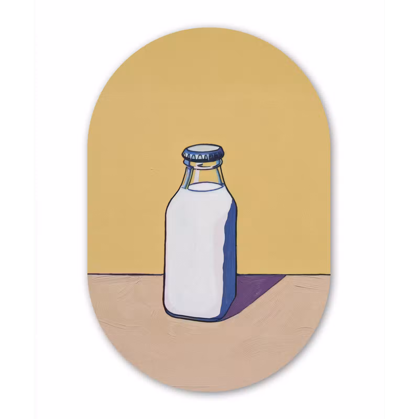 Muurovaal - aluminium - Glazen - Fles - Illustratie - Melk — 1