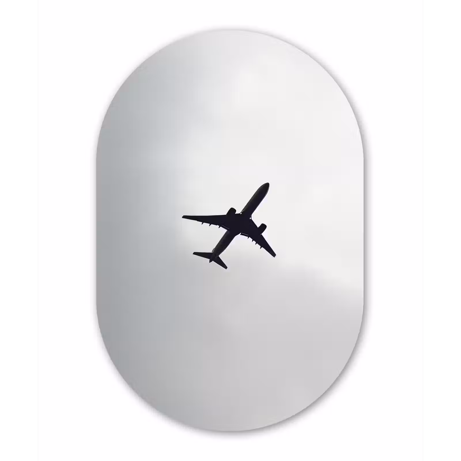 Ovale mural - aluminium - Minimalistisch - Silhouet - Zwart - Vliegtuig — 1
