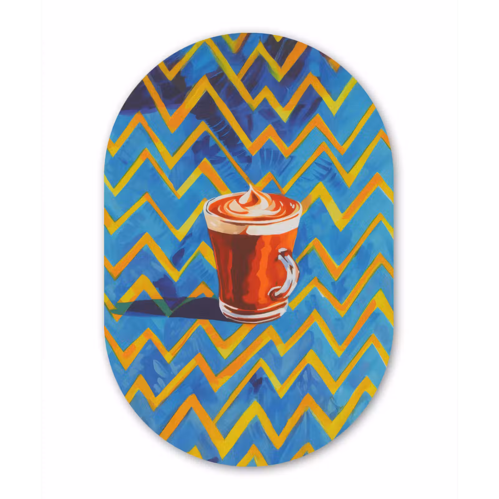 Muurovaal - aluminium - Mok - Koffie - Zigzag - Slagroom — 1