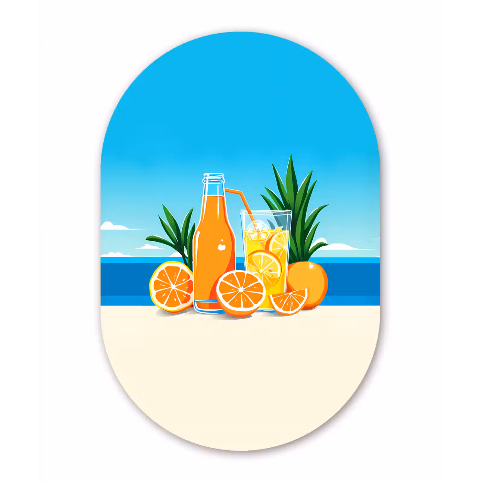 Muurovaal - aluminium - Sinaasappels - Ijsblokjes - Zee - Illustratie — 1