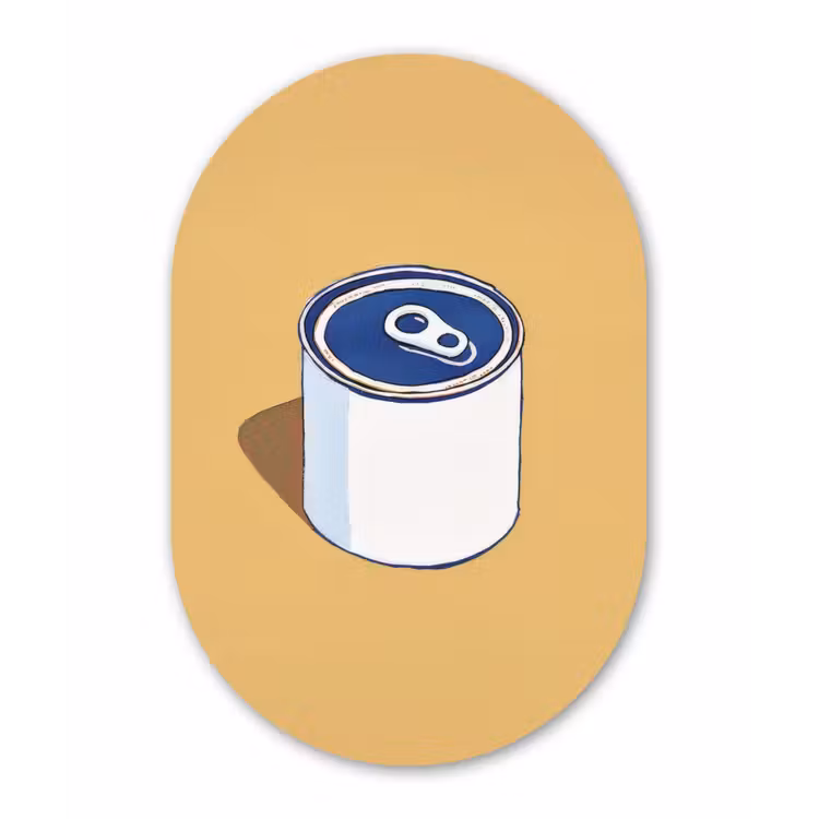 Muurovaal - aluminium - Blikje - Minimalistisch - Blauw - Illustratie — 1