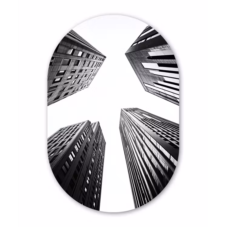 Ovale mural - aluminium - Gebouwen - Lucht - Zwart — 1
