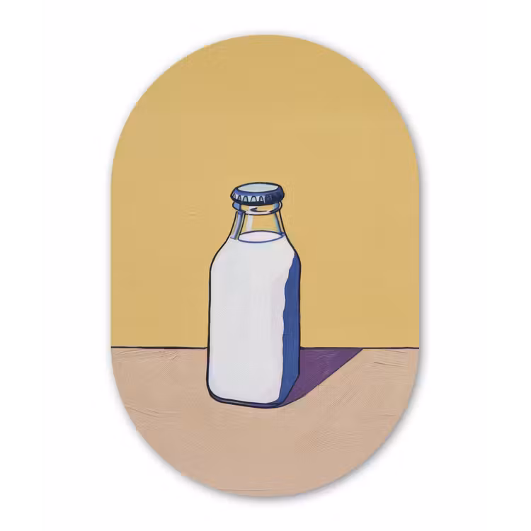 Muurovaal - aluminium - Glazen - Fles - Illustratie - Melk — 1