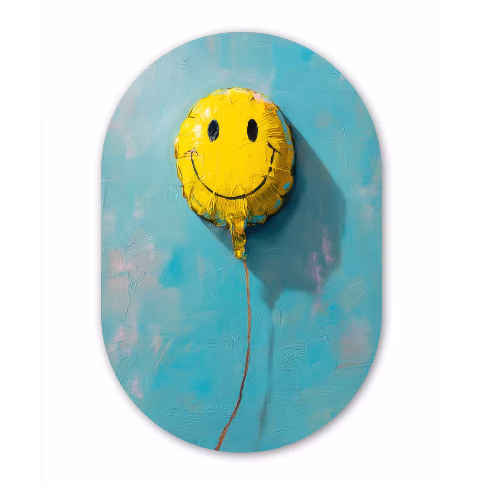 Muurovaal - aluminium - Ballon - Geel - Smiley — 1