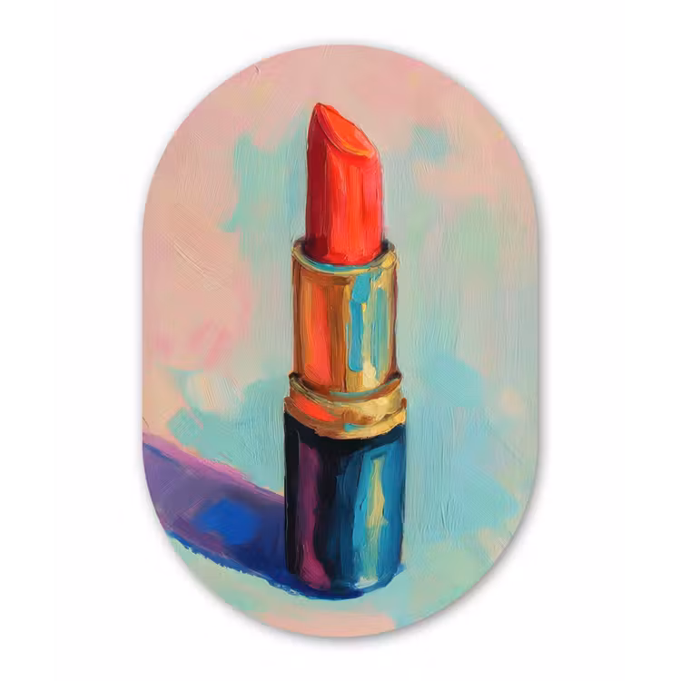 Muurovaal - aluminium - Lippenstift - Rood - Penseelstreken — 1