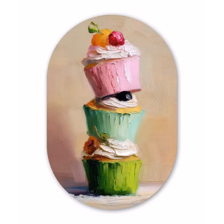 Wandoval Glas – Cupcakes - Gestapeld - Kleurrijk - Fruit — 1
