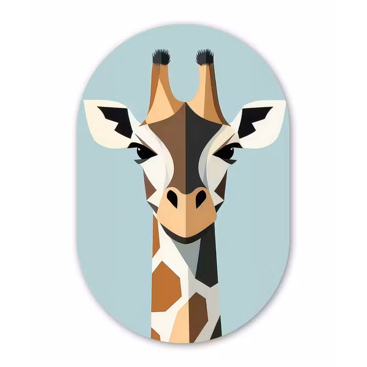 Wandoval Glas – Giraffe - Illustratie - Bruin - Minimalistisch — 1