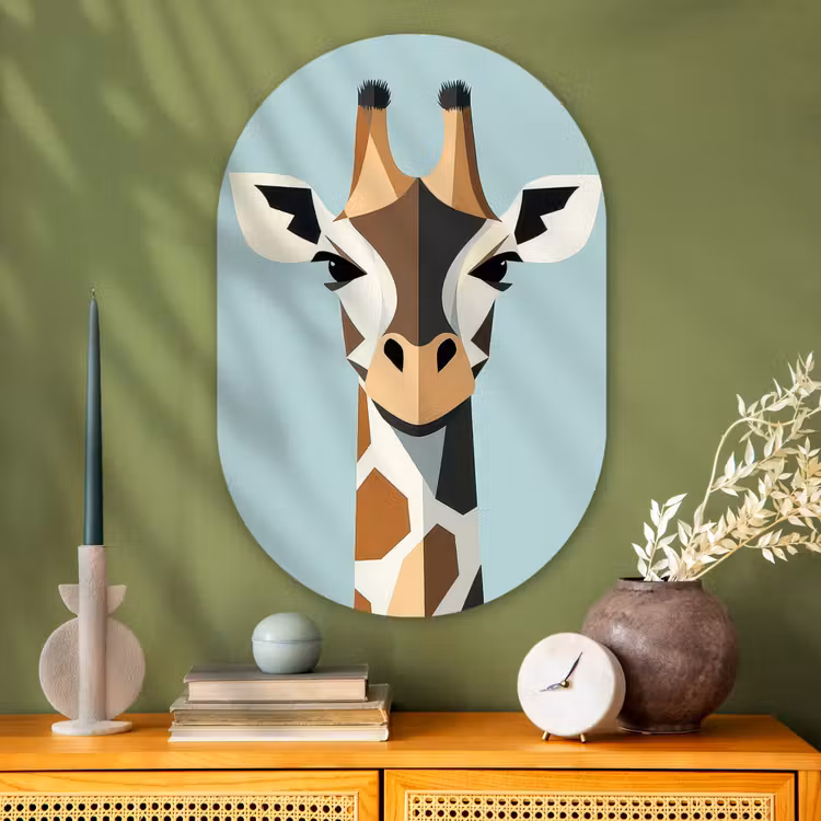 Wandoval Glas – Giraffe - Illustratie - Bruin - Minimalistisch — 2