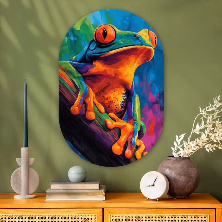 Wandoval Glas – Kikker - Felgekleurd - Tak - Regenboog — 2