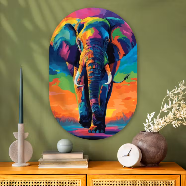 Wandoval Glas – Olifant - Kleurrijk - Lucht - Abstract — 2