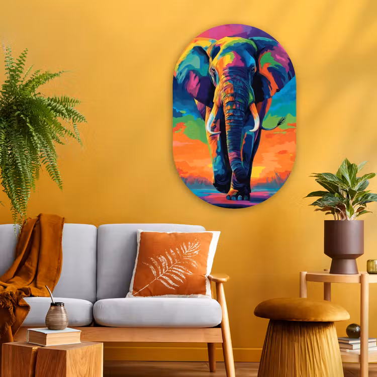 Wandoval Glas – Olifant - Kleurrijk - Lucht - Abstract — 3
