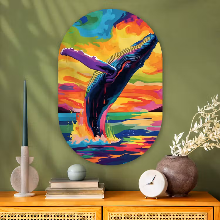 Wandoval Glas – Zonsondergang - Walvis - Geschilderd - Kleurrijk — 2